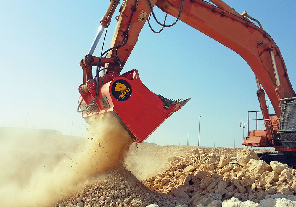 ALLU M bucket processing waste rock
