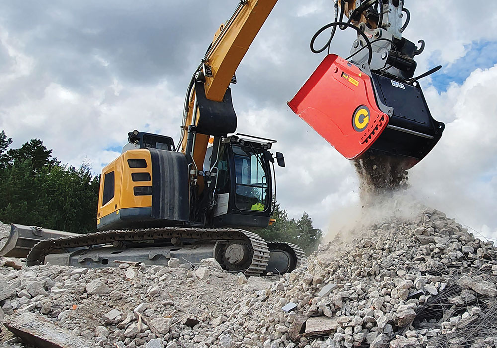 ALLU AC bucket processing waste rock